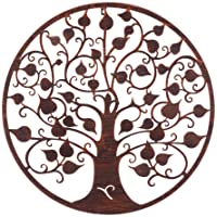 Mural árbol de la Vida exótico en óxido marrón- de Metal- de Ø 60 cm - LOLAhome
